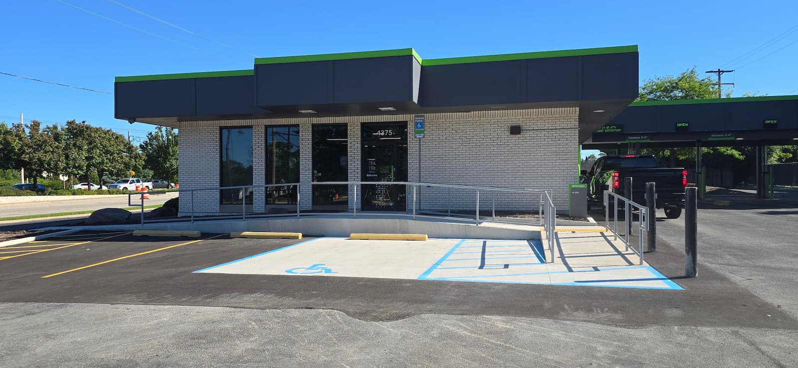 Completed exterior ADA upgrade at the Huntington Bank Greenfield 76th branch
