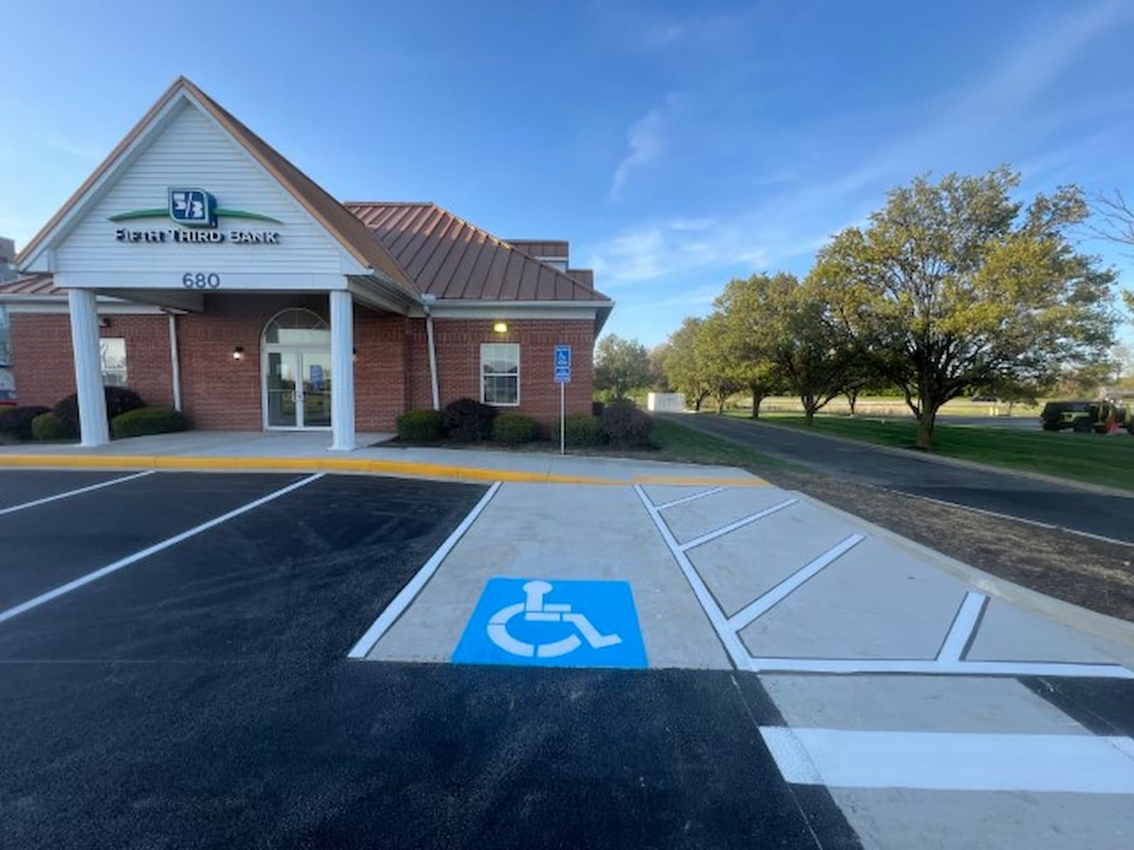 Completed exterior ADA upgrade at the Fifth Third Bank Canal Winchester branch