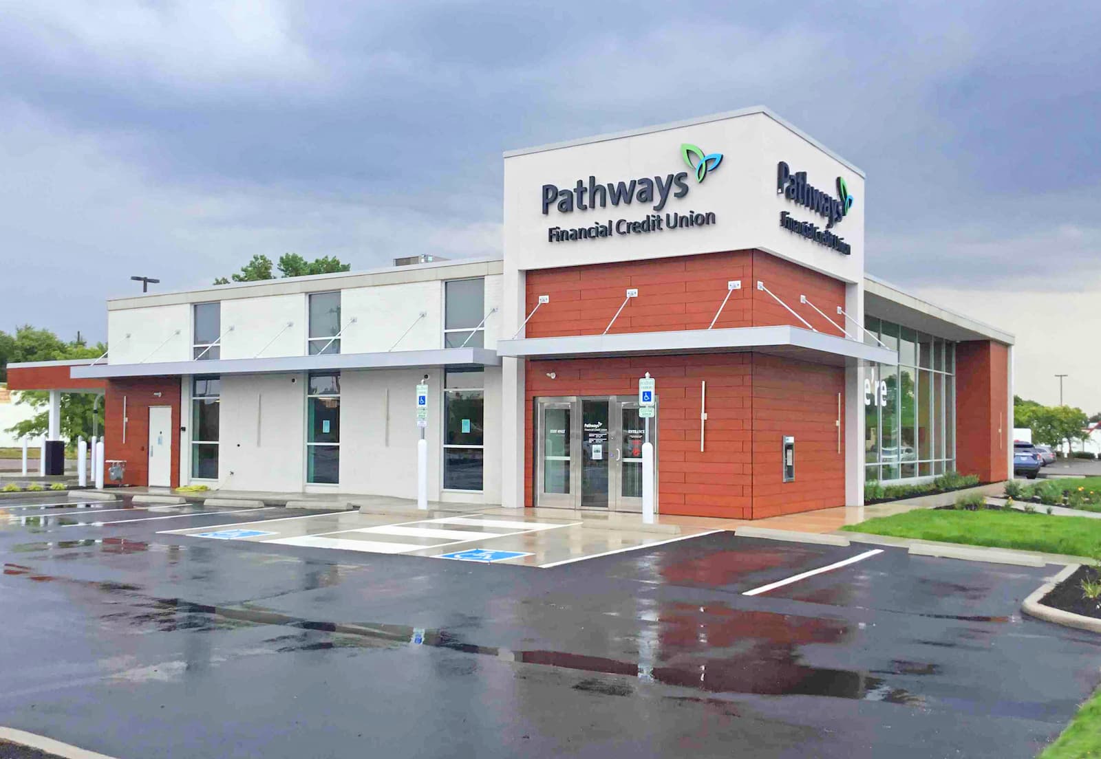 Completed Pathways Financial Credit Union branch exterior in Springfield, Ohio