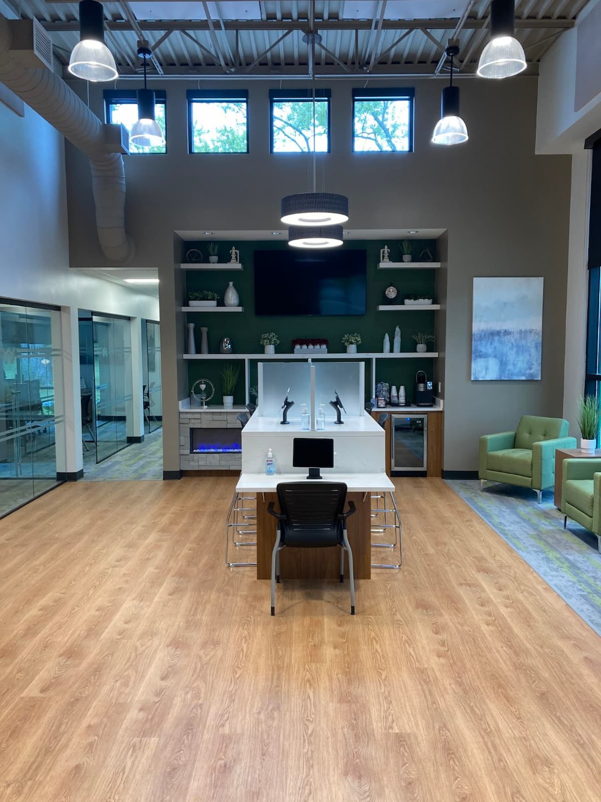 Completed member-facing interior of the WesBanco Beavercreek branch